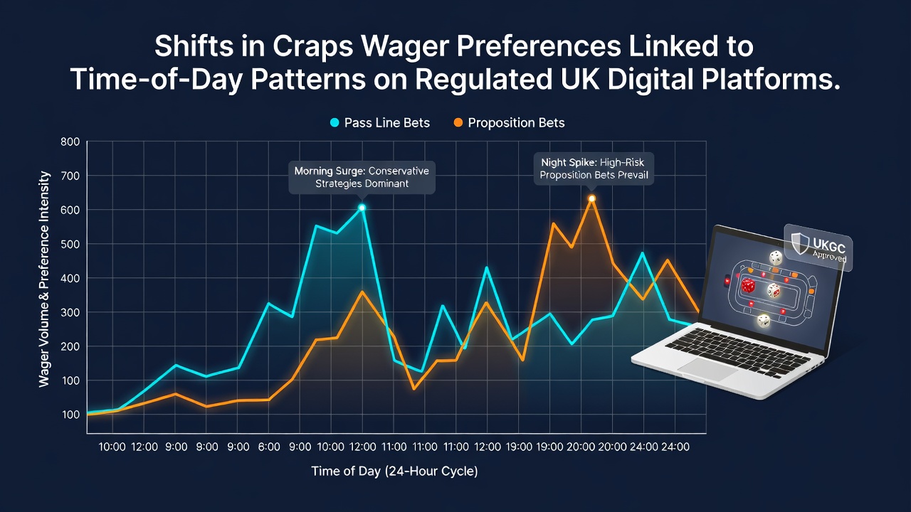 Heatmap of craps bet selections by hour of day on UK regulated sites